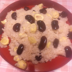 赤飯その２。花豆で作る我が家の赤飯。